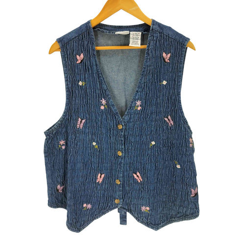 Bobbie Brooks ボビーブルックス 刺繍入り デニムベスト レディース 34/36