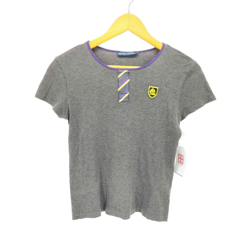 ラルフローレン RALPH LAUREN エンブレム ロゴ 切り替え クルーネック S/S Tシャツ レディース import:L