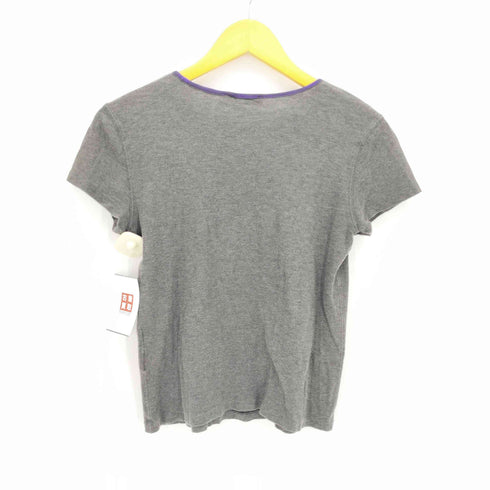 ラルフローレン RALPH LAUREN エンブレム ロゴ 切り替え クルーネック S/S Tシャツ レディース import:L