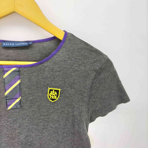 ラルフローレン RALPH LAUREN エンブレム ロゴ 切り替え クルーネック S/S Tシャツ レディース import:L