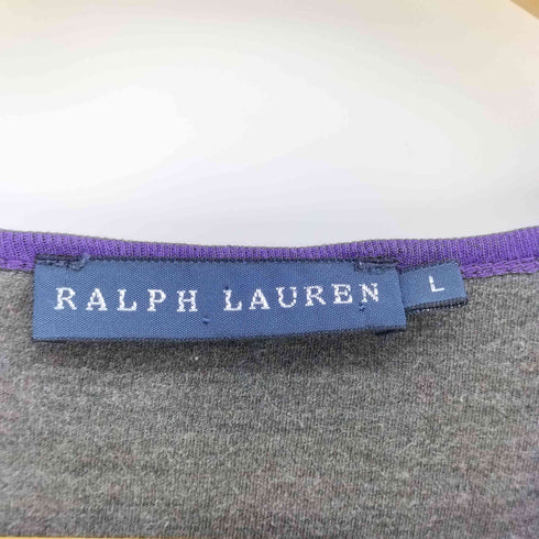 ラルフローレン RALPH LAUREN エンブレム ロゴ 切り替え クルーネック S/S Tシャツ レディース import:L