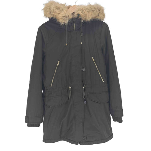 ザラ ZARA Y2k モッズコート ファーフード ヒョウ柄 レディース import:L