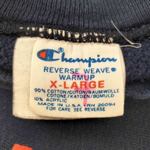 チャンピオン Champion 80S USA製 トリコタグ中期 袖目無し カレッジロゴ REVERSE WEAVE リバースウィーブクルーネックスウェット メンズ import:XL