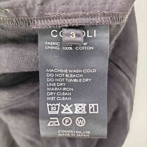 コモリ COMOLI 26SS canapa vest カナパ ベスト ririジップ リネン 100% ブラック メンズ JPN:3