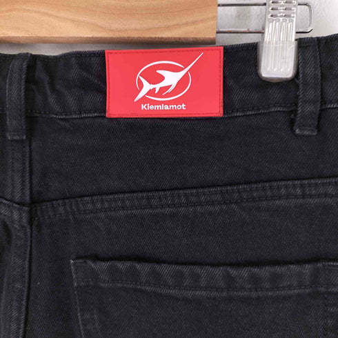 KIEMLAMOT ジップフライ ワイドデニムパンツ メンズ