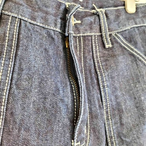 ジップフライ ステッチデザイン ワイドデニムパンツ メンズ