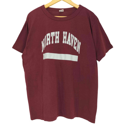 チャンピオン Champion 80S USA製 NORTH HAVEN ノースヘブン トリコタグ ベースボール プリント 半袖Tシャツ メンズ import:XL
