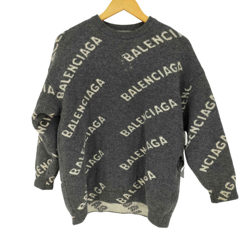 バレンシアガ BALENCIAGA ロゴ 総柄 ウール ニット メンズ import:S