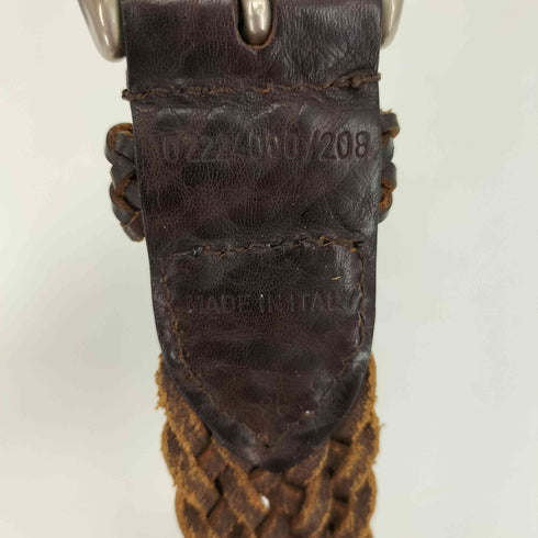 ラルフローレン RALPH LAUREN MADE IN ITALY レザー編み込みベルト レディース