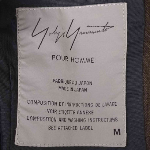 ヨウジヤマモトプールオム Yohji Yamamoto POUR HOMME 腰ベルト付き 6Bマオカラージャケット メンズ M