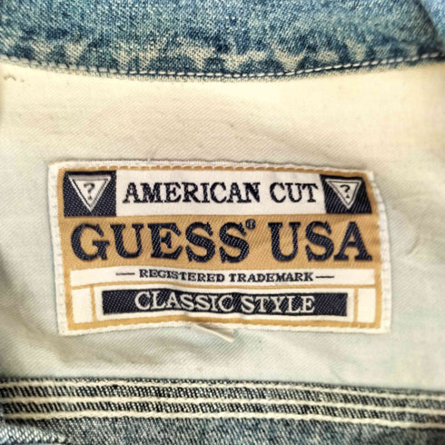 ゲス GUESS USA製 グリッドタグ ジップアップ デニムジャケット メンズ import:L