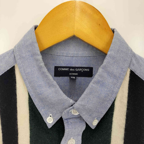 コムデギャルソンオム COMME des GARCONS HOMME AD2011 異素材 ドッキング L/S ストライプ ボタンダウン シャツ メンズ JPN:XS