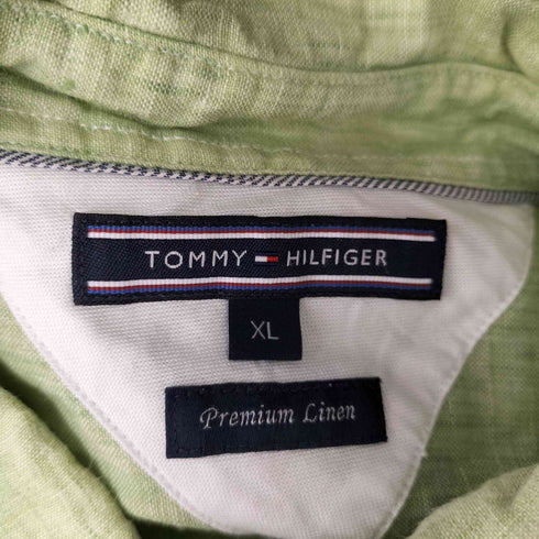 トミーヒルフィガー TOMMY HILFIGER 刺繍ロゴ L/S ボタンダウン リネンシャツ メンズ XL