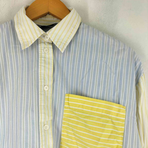 ザラ ZARA マルチカラー ストライプ ポケットシャツ レディース import:XS