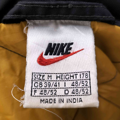 ナイキ NIKE 90S 白タグ 両面スウッシュロゴ刺繍 裏地キルティング 2WAY フーデット ナイロンジャケット メンズ JPN:M