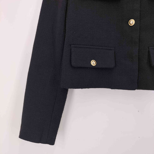 ザラ ZARA ツイード ノーカラー ジャケット レディース import:S