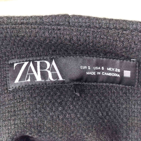 ザラ ZARA ツイード ノーカラー ジャケット レディース import:S