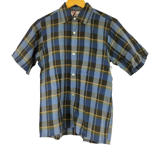 B.V.D. 50-60s チェック柄 半袖 ポケットシャツ メンズ import:S