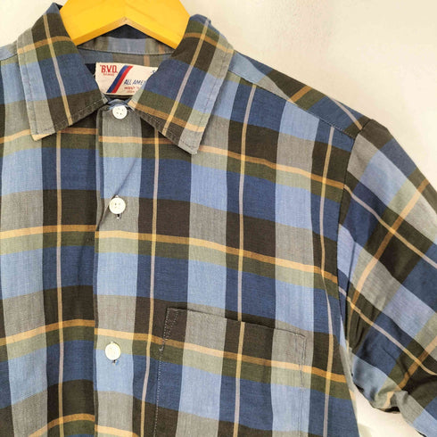 B.V.D. 50-60s チェック柄 半袖 ポケットシャツ メンズ import:S