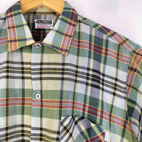 VAL-PRESS 60-70S チェック柄 半袖 シャツ メンズ import:M