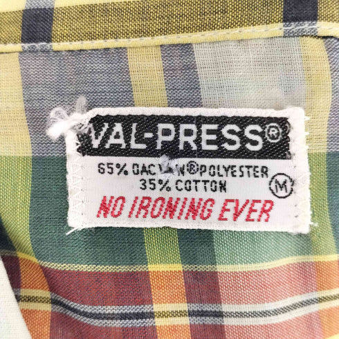 VAL-PRESS 60-70S チェック柄 半袖 シャツ メンズ import:M