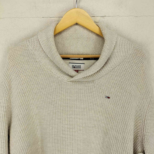 ヒルフィガーデニム HILFIGER DENIM 刺繍ロゴ ショールカラー 畦編み ニット メンズ L