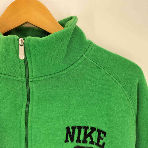 ナイキ NIKE 00S グレー三角タグ スウッシュロゴ刺繍 モックネック ハーフジップ ラグラン L/S スウェット メンズ JPN:XL