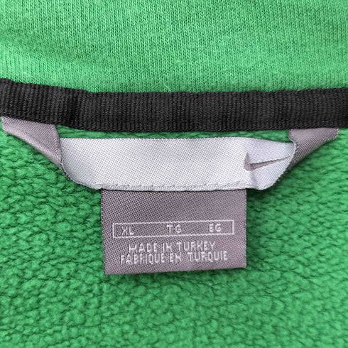 ナイキ NIKE 00S グレー三角タグ スウッシュロゴ刺繍 モックネック ハーフジップ ラグラン L/S スウェット メンズ JPN:XL