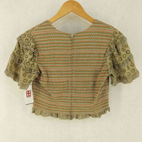 KIKUYA フリル 刺繍デザイン 半袖 ブラウス スカート セットアップ レディース
