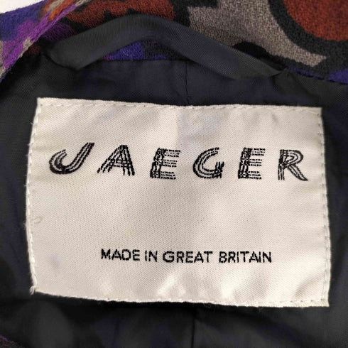 イエーガー JAEGER 80s 英国製 総柄 ウール バンドカラー ジャケット スカート セットアップ レディース 10