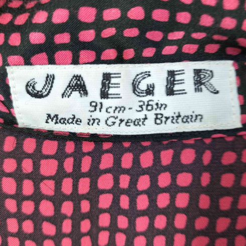 イエーガー JAEGER 80s 英国製 チェック柄 ボウタイ 長袖 ブラウス レディース 91cm-36in