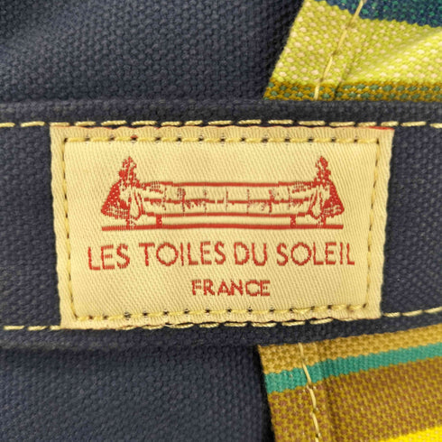 les toiles du soleil マルチストライプ柄キャンバスミニトート レディース