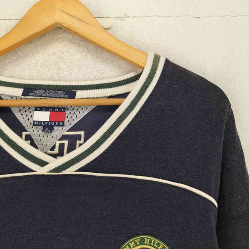 トミーヒルフィガー TOMMY HILFIGER 90S ロゴ刺繍 長袖 ホッケーシャツ メンズ XL