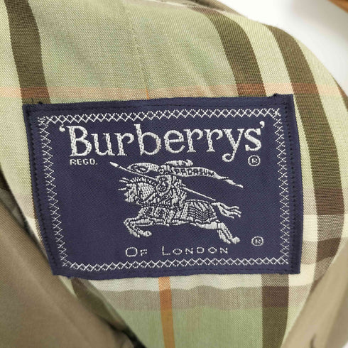 バーバリーズ BURBERRYS 90s 裏地チェック 比翼ステンカラーコート カーキ メンズ 40 SHORT