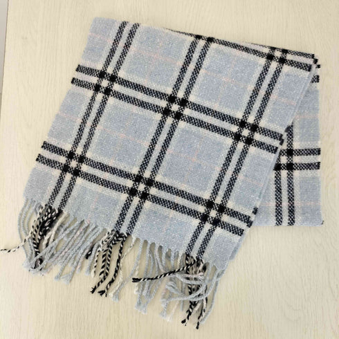 バーバリーロンドン BURBERRY LONDON メリノ アンゴラ カシミヤ チェック ニット フリンジ マフラー レディース