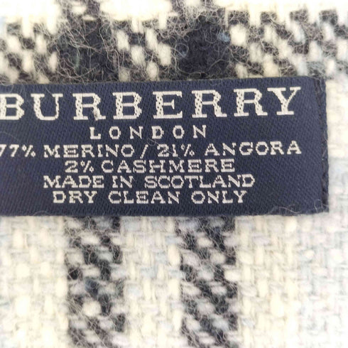 バーバリーロンドン BURBERRY LONDON メリノ アンゴラ カシミヤ チェック ニット フリンジ マフラー レディース