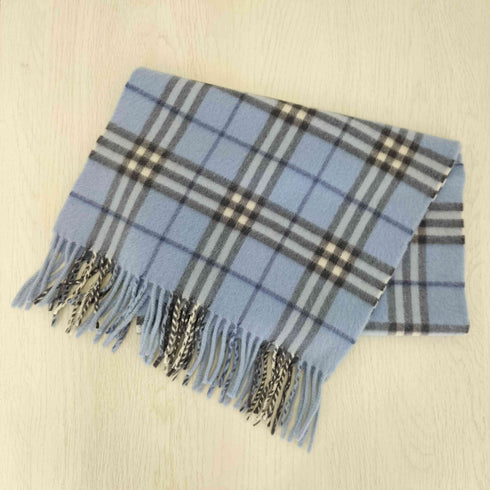 バーバリーロンドン BURBERRY LONDON カシミヤ チェック ニット フリンジ マフラー レディース