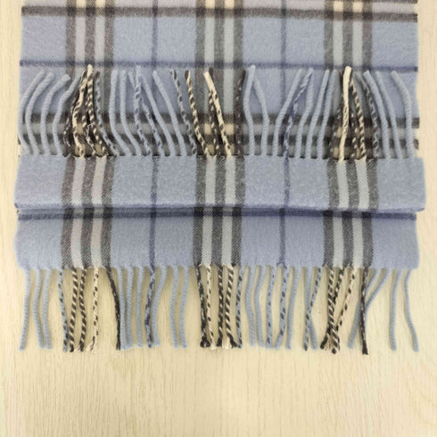バーバリーロンドン BURBERRY LONDON カシミヤ チェック ニット フリンジ マフラー レディース