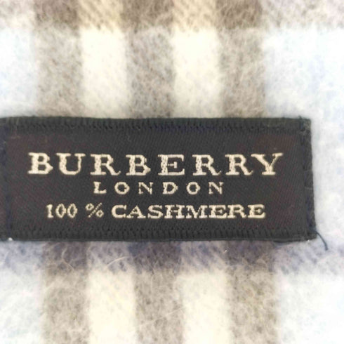 バーバリーロンドン BURBERRY LONDON カシミヤ チェック ニット フリンジ マフラー レディース
