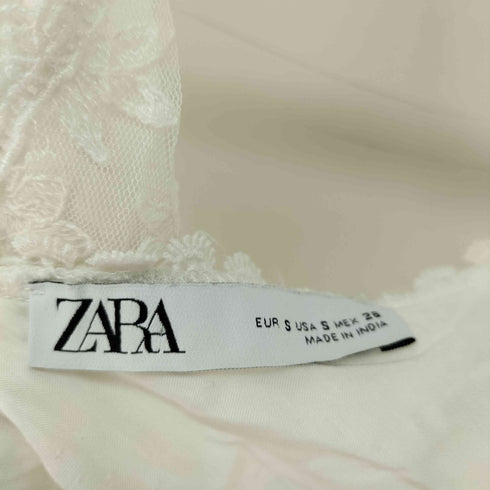 ザラ ZARA Vネックコントラストクロシェニットレースミディドレス レディース import:S