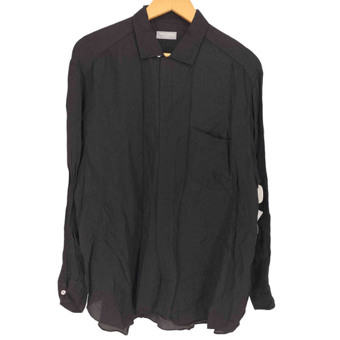 コムデギャルソンオム COMME des GARCONS HOMME 90S 銀タグ 田中オム ヘリンボーン シアー ステンカラー 比翼 オープンカラー シャツ メンズ
