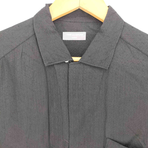 コムデギャルソンオム COMME des GARCONS HOMME 90S 銀タグ 田中オム ヘリンボーン シアー ステンカラー 比翼 オープンカラー シャツ メンズ