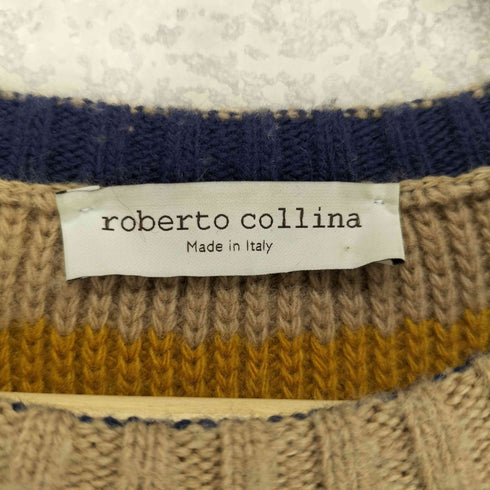 ロベルトコリーナ ROBERTO COLLINA イタリア製 ボーダー メリノウール 長袖 ニット メンズ 48