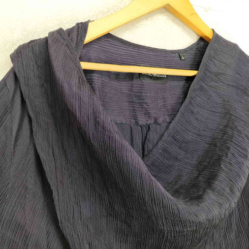 エンポリオアルマーニ EMPORIO ARMANI シルク100 アシンメトリー プリーツ 7分丈 シャツ レディース L