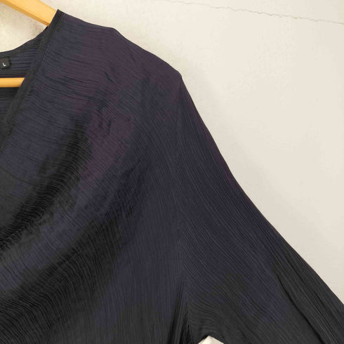 エンポリオアルマーニ EMPORIO ARMANI シルク100 アシンメトリー プリーツ 7分丈 シャツ レディース L