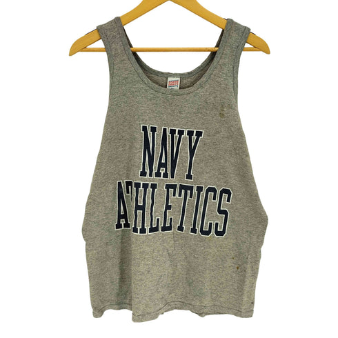 90S USA製 SO FFE SHIRTSボディ 米国海軍兵学校 スポーツチーム ロゴプリント タンクトップ メンズ import:M