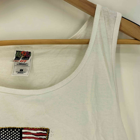 フルーツオブザルーム FRUIT OF THE LOOM 90S USA製 FRUIT OF THE LOOMボディ 国旗 1776 プリント タンクトップ メンズ import:L