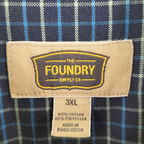 THE FOUNDRY EASY CARE オーバーサイズ チェック 長袖 ボタンダウン シャツ メンズ 3XL