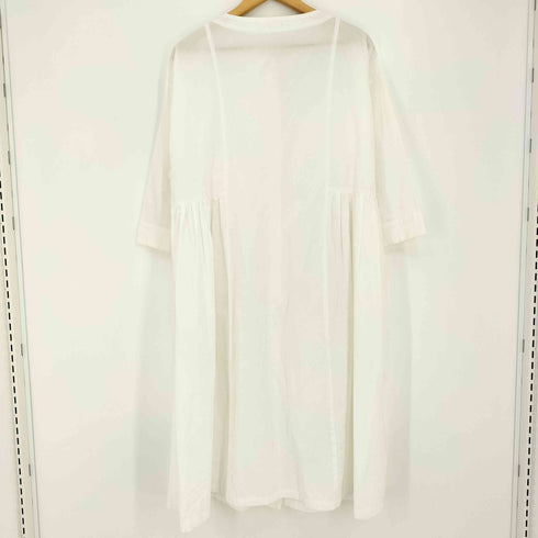 コットンハウスアヤ Cotton House Aya yesterday cross 7分袖 ノーカラー シャツワンピース レディース JPN:M