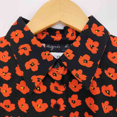 アニエスベー agnes b. PARIS フラワープリント ノースリーブシャツ レディース EUR:42